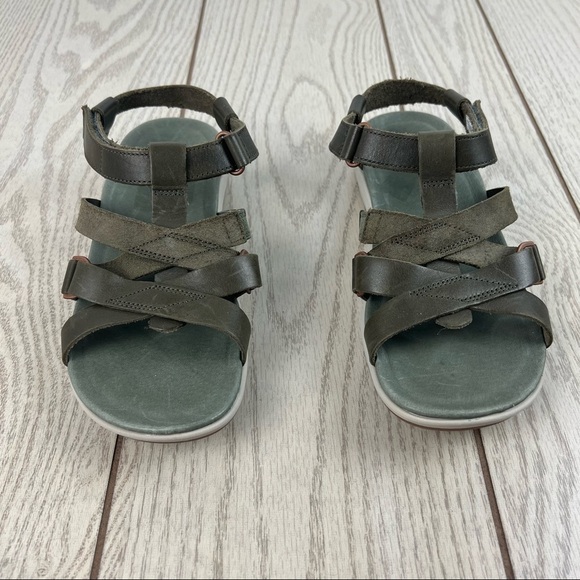 Merrell Kalari Shaw Adjustable Strap Leather Sandal Shoes US8 Olive Green - Picture 2 of 10